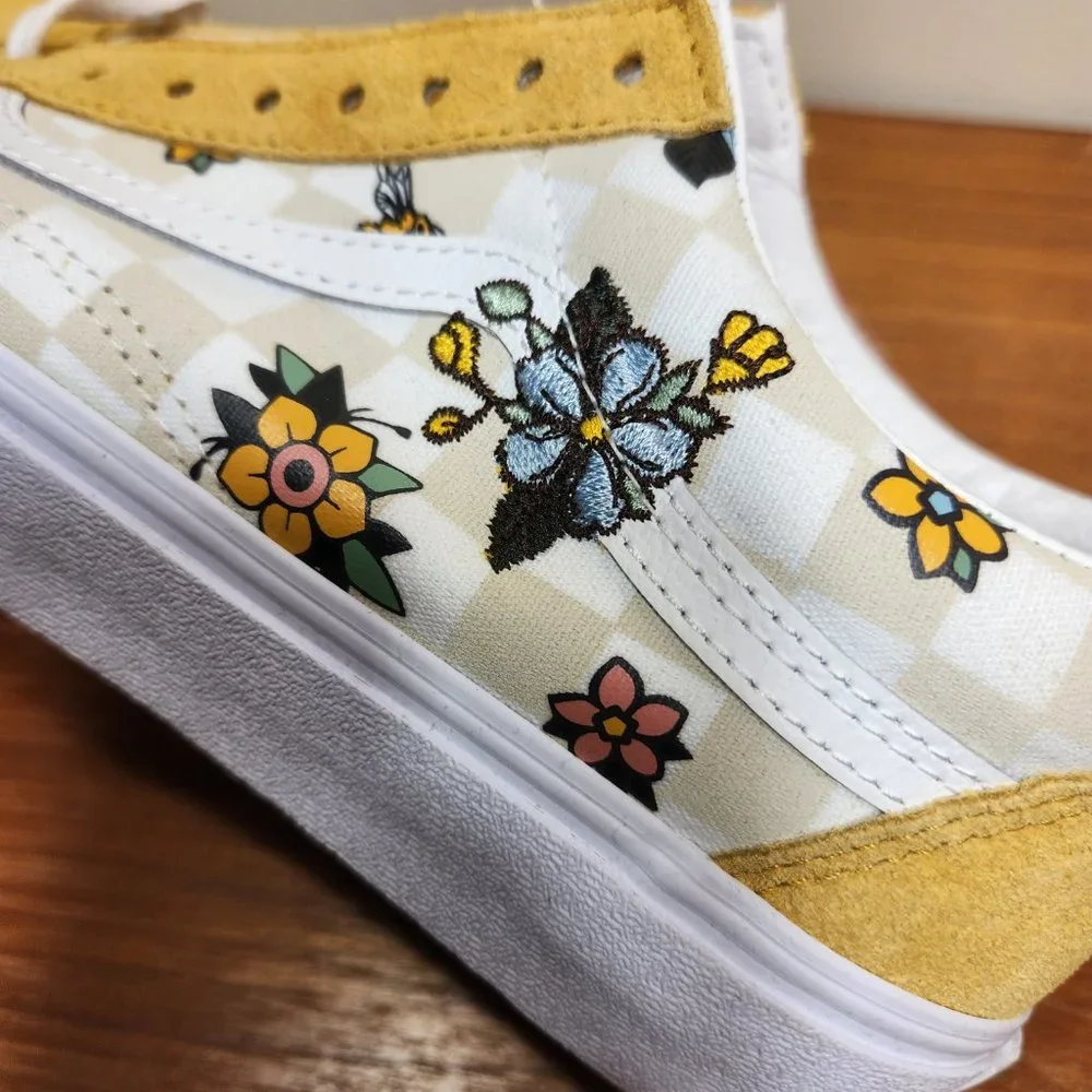 NWT VANS Suede/ Canvas Old Skool (Garden Check) Yellow Men (8.5)/ Women (10.0) - Picture 11 of 16